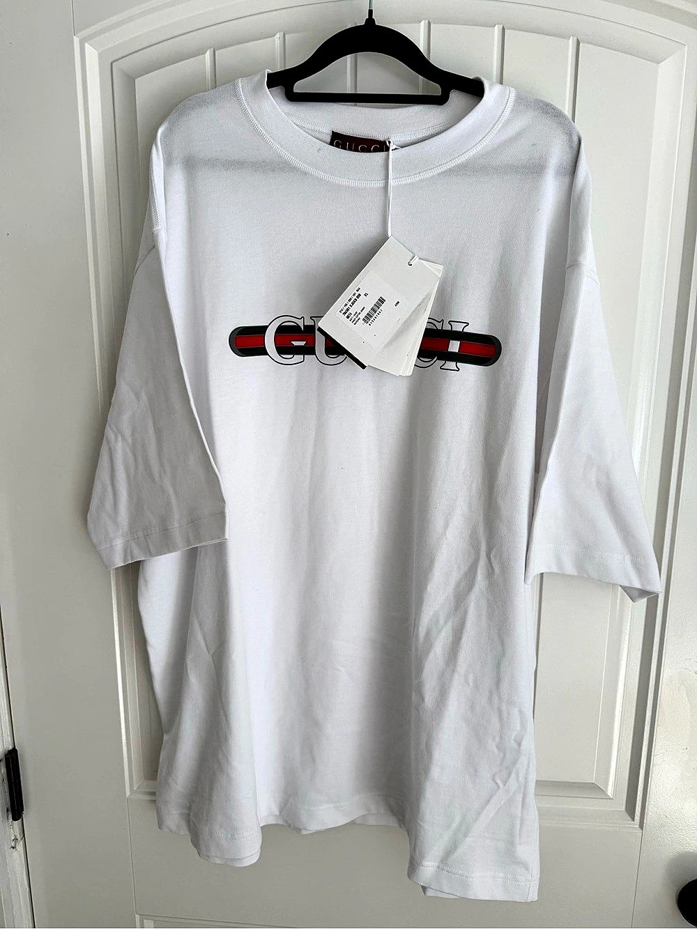 Gucci Logo Interlock T-Shirt in White & Green Size XL NWT